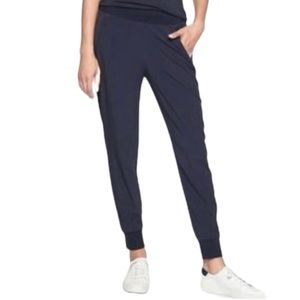 Athleta Soho Joggers Zipper Pockets Navy Blue 2 front zipper pockets